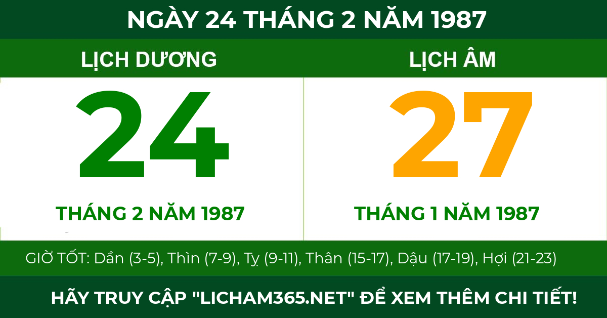 lịch âm ngày 24 tháng 2 năm 1987