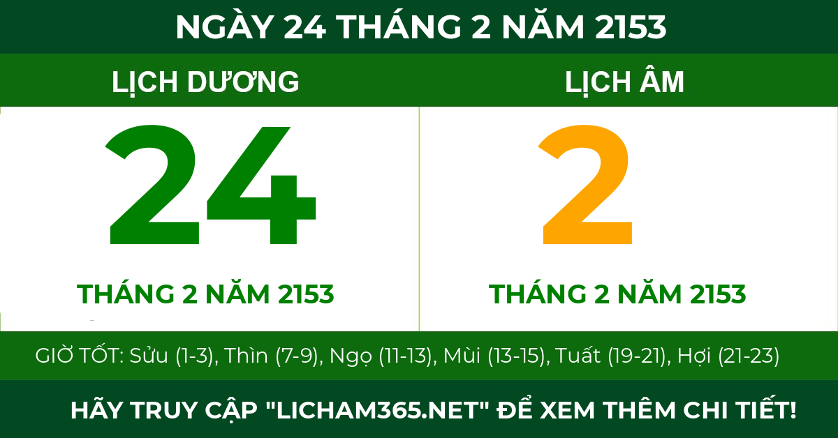 lịch âm ngày 24 tháng 2 năm 2153