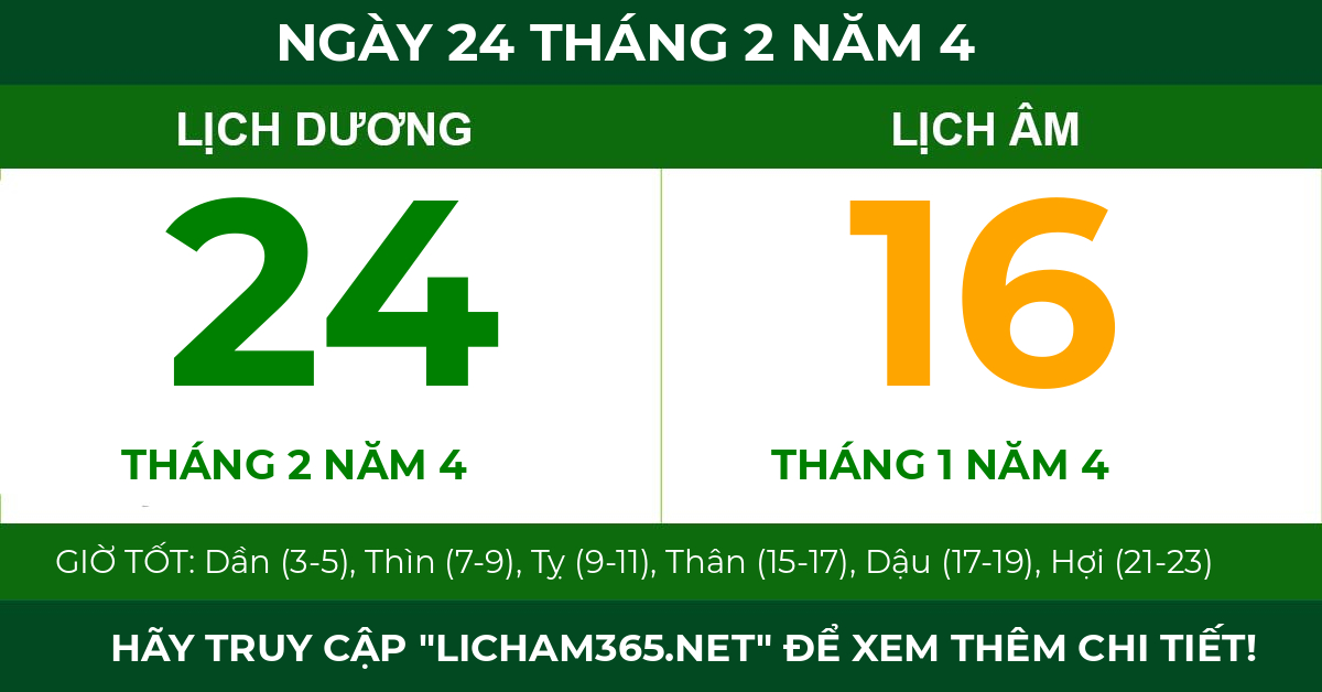 lịch âm ngày 24 tháng 2 năm 4
