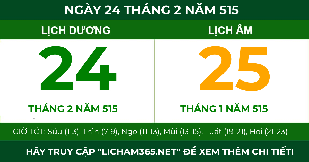 lịch âm ngày 24 tháng 2 năm 515