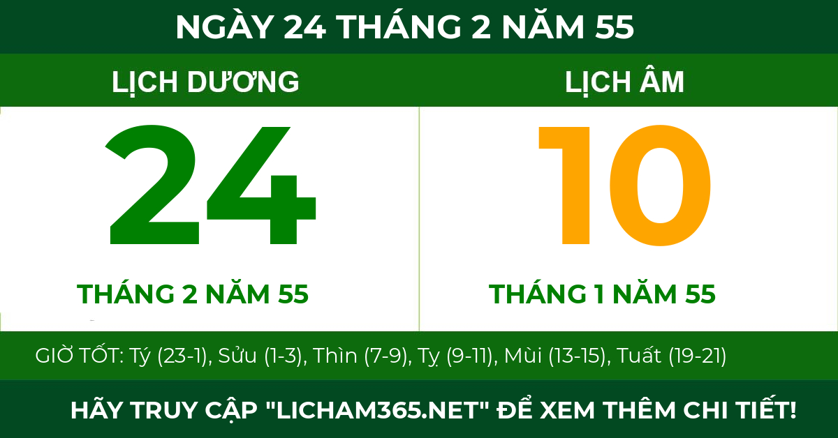 lịch âm ngày 24 tháng 2 năm 55