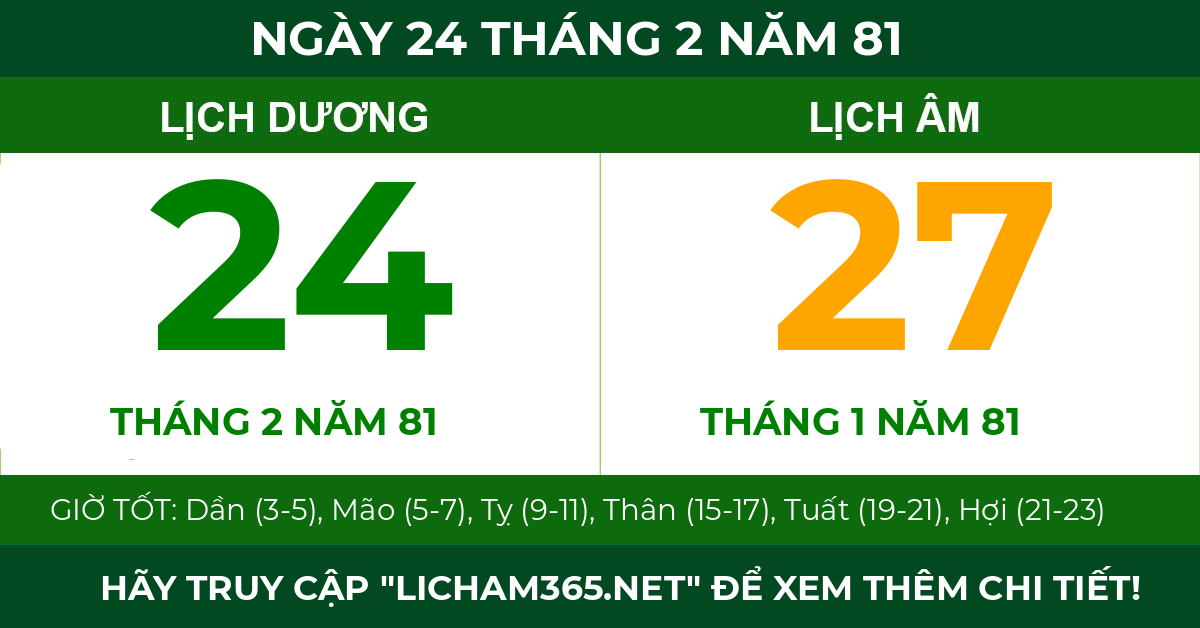 lịch âm ngày 24 tháng 2 năm 81