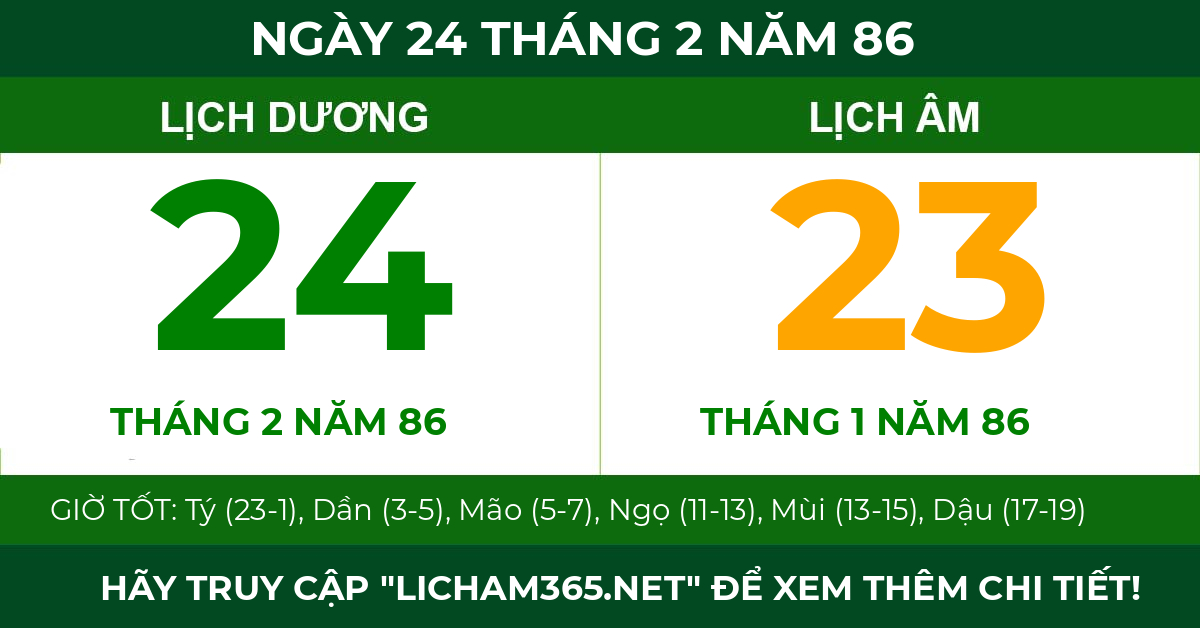 lịch âm ngày 24 tháng 2 năm 86