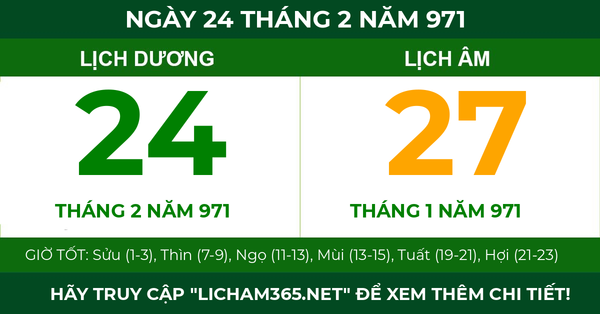 lịch âm ngày 24 tháng 2 năm 971