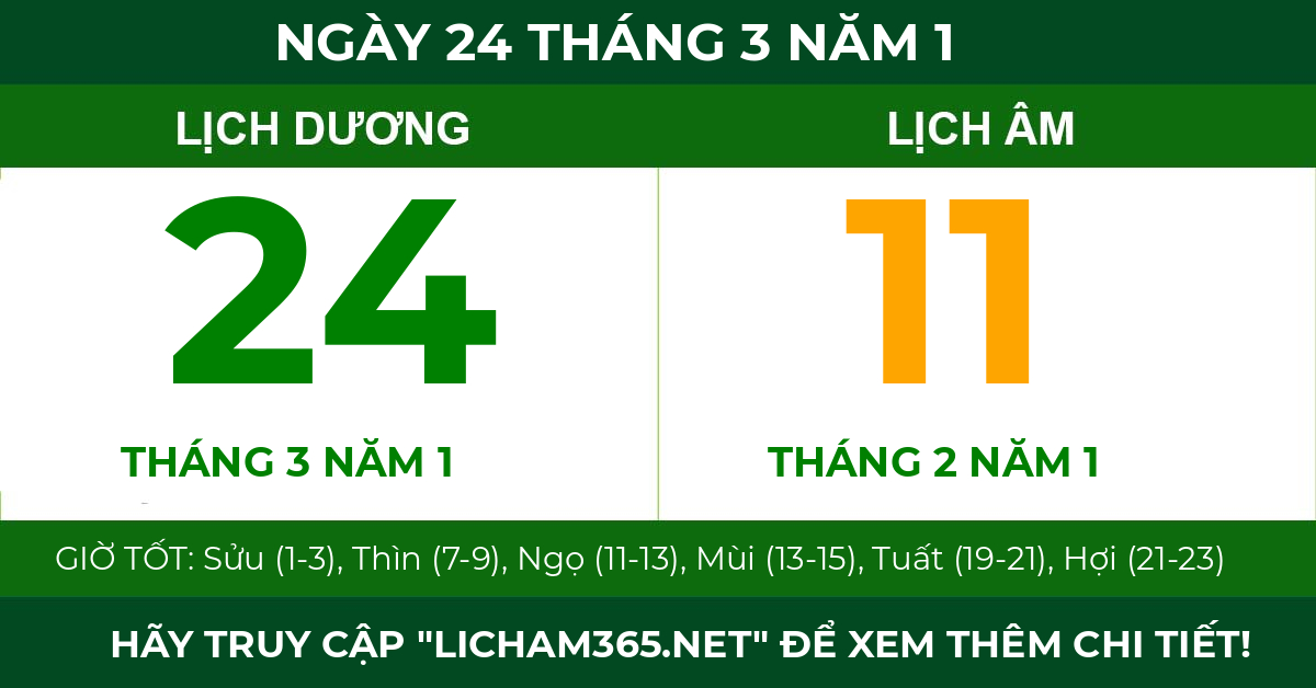 lịch âm ngày 24 tháng 3 năm 1