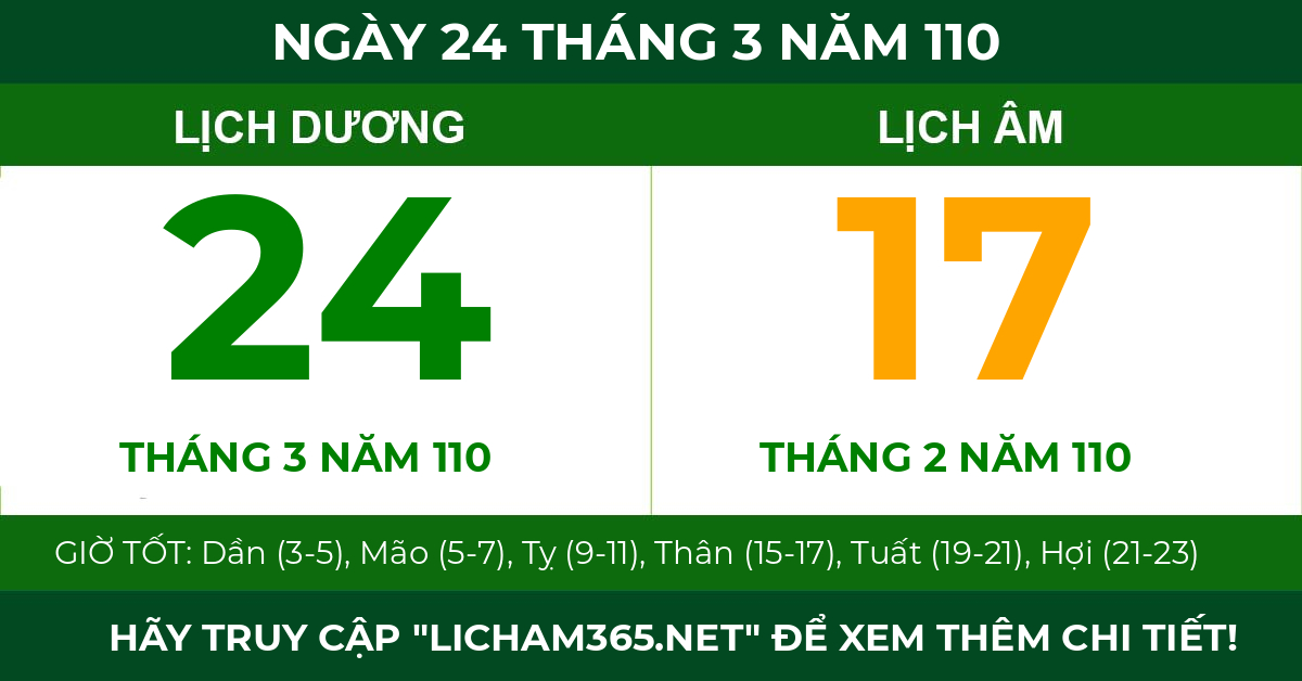 lịch âm ngày 24 tháng 3 năm 110