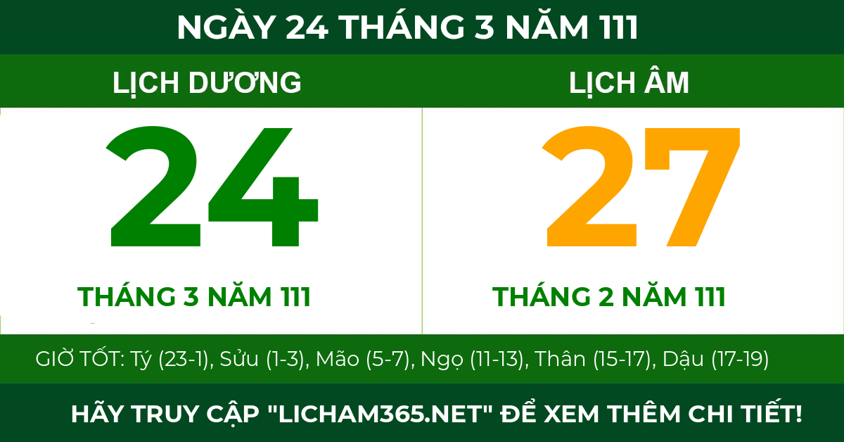 lịch âm ngày 24 tháng 3 năm 111