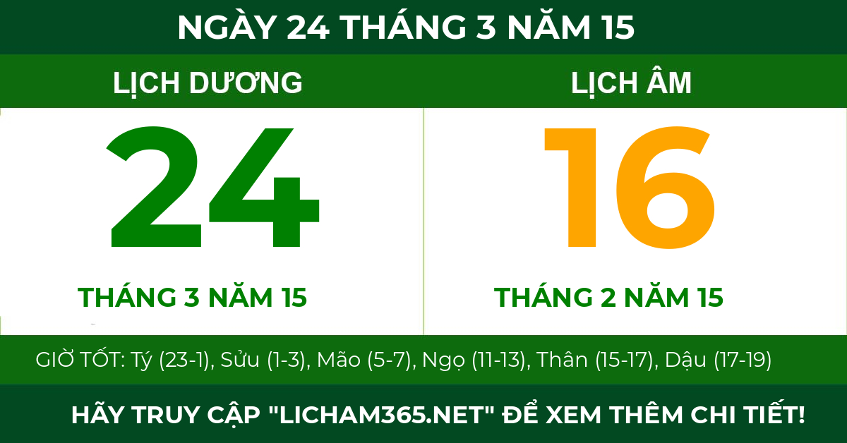 lịch âm ngày 24 tháng 3 năm 15
