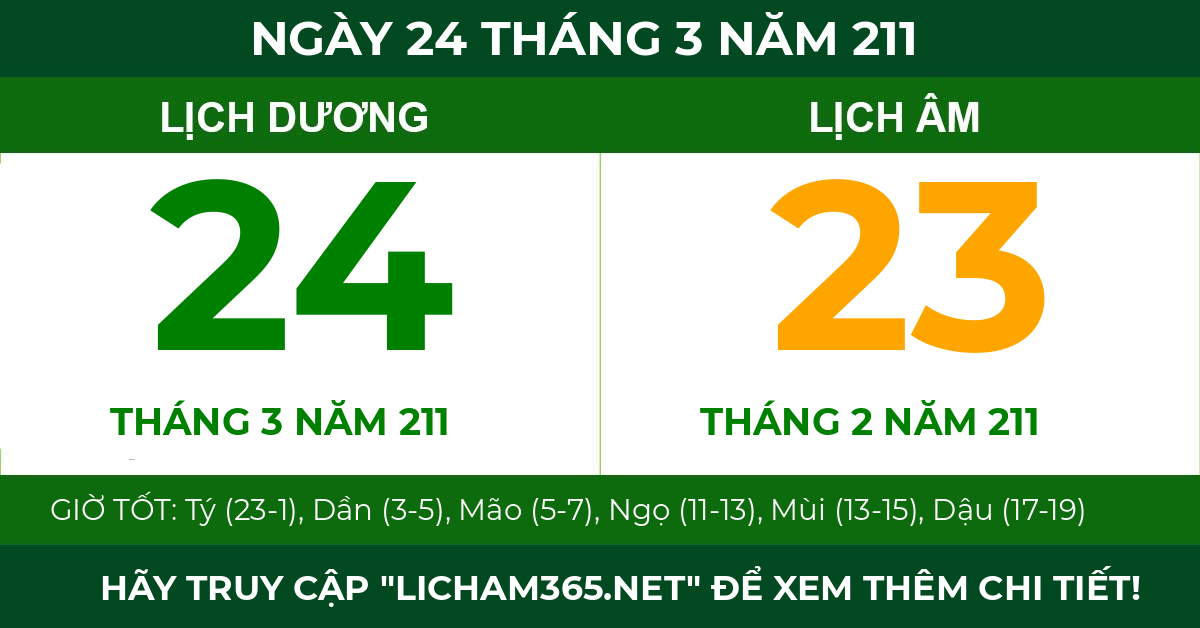 lịch âm ngày 24 tháng 3 năm 211