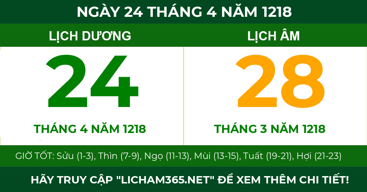 lịch âm ngày 24 tháng 4 năm 1218