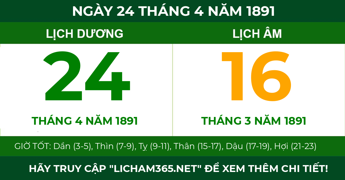 lịch âm ngày 24 tháng 4 năm 1891
