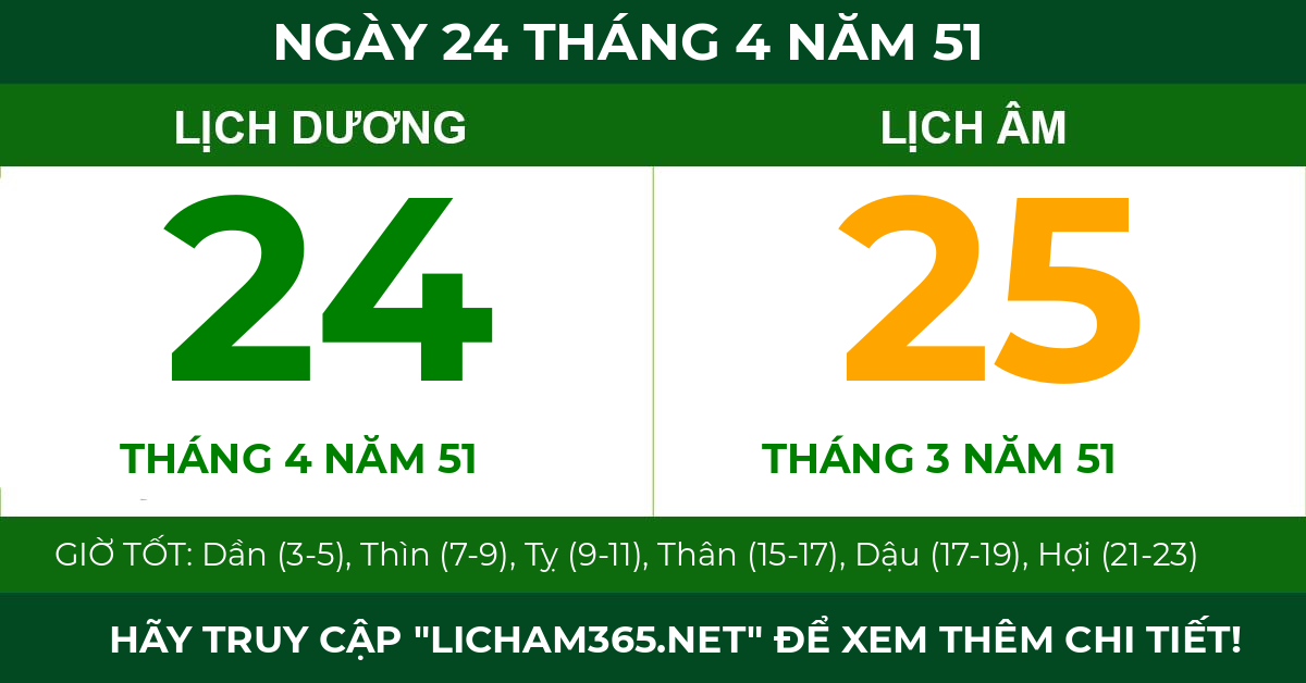lịch âm ngày 24 tháng 4 năm 51
