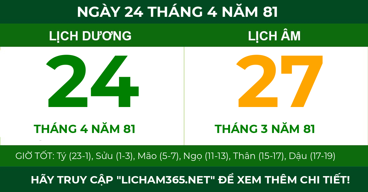 lịch âm ngày 24 tháng 4 năm 81