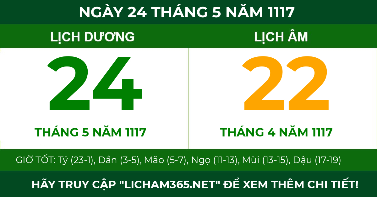 lịch âm ngày 24 tháng 5 năm 1117