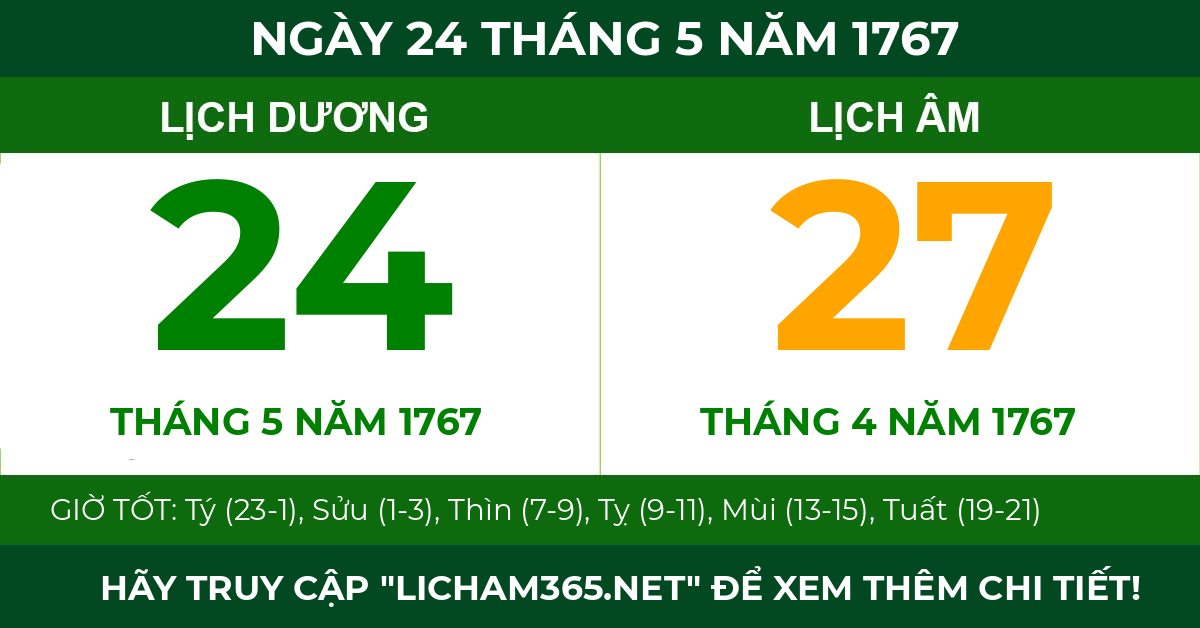 lịch âm ngày 24 tháng 5 năm 1767