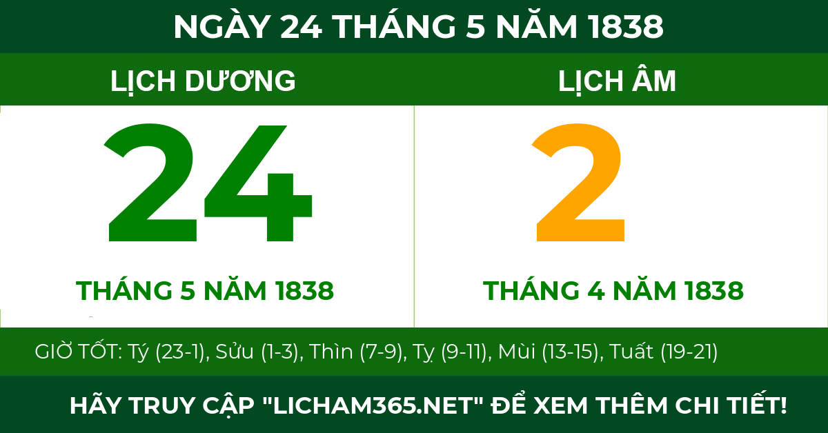 lịch âm ngày 24 tháng 5 năm 1838