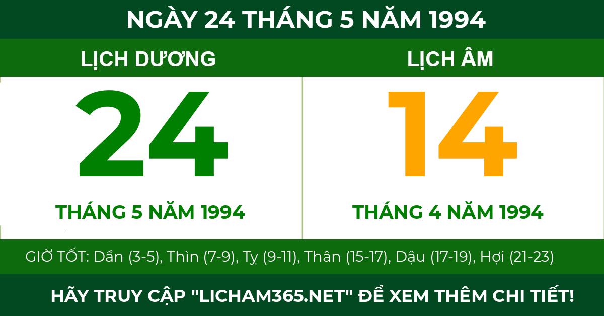 lịch âm ngày 24 tháng 5 năm 1994