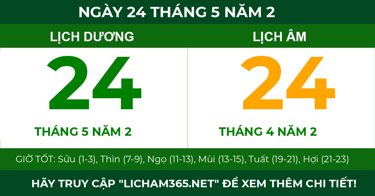 lịch âm ngày 24 tháng 5 năm 2