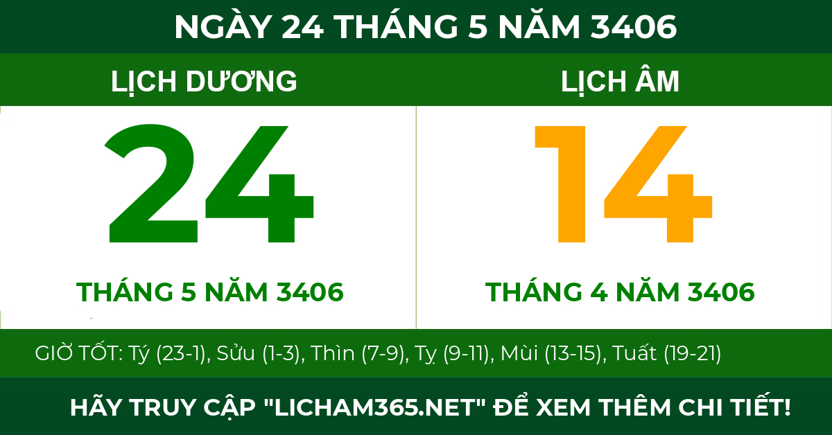 lịch âm ngày 24 tháng 5 năm 3406