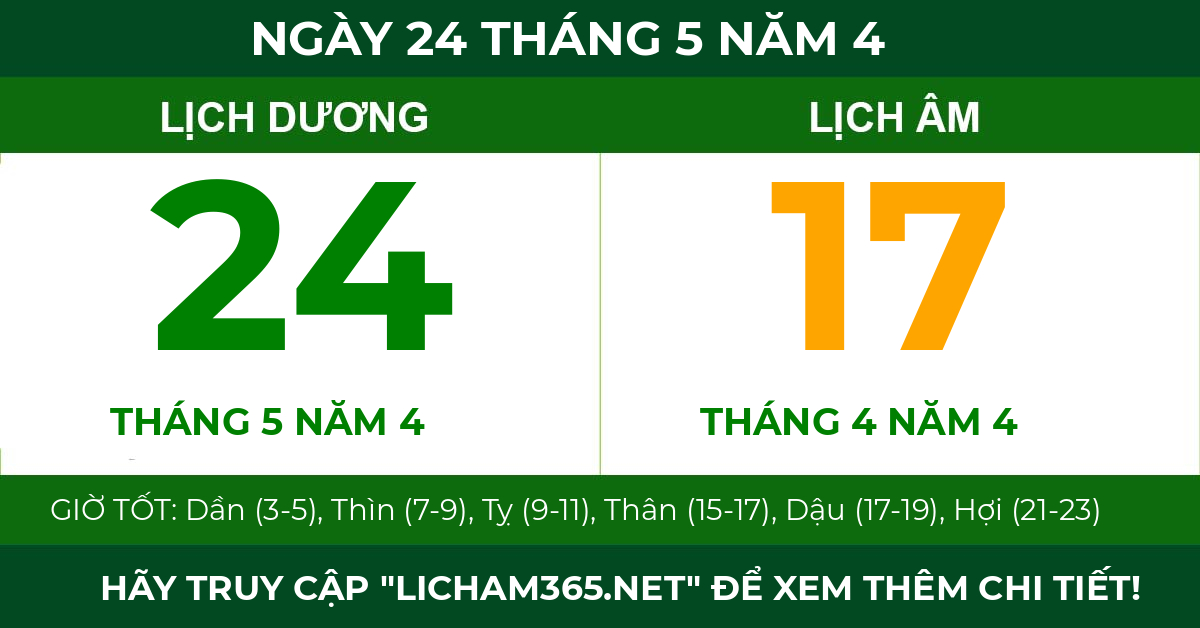 lịch âm ngày 24 tháng 5 năm 4