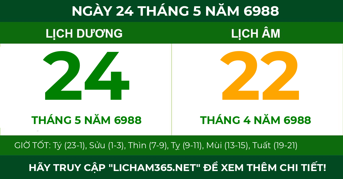 lịch âm ngày 24 tháng 5 năm 6988
