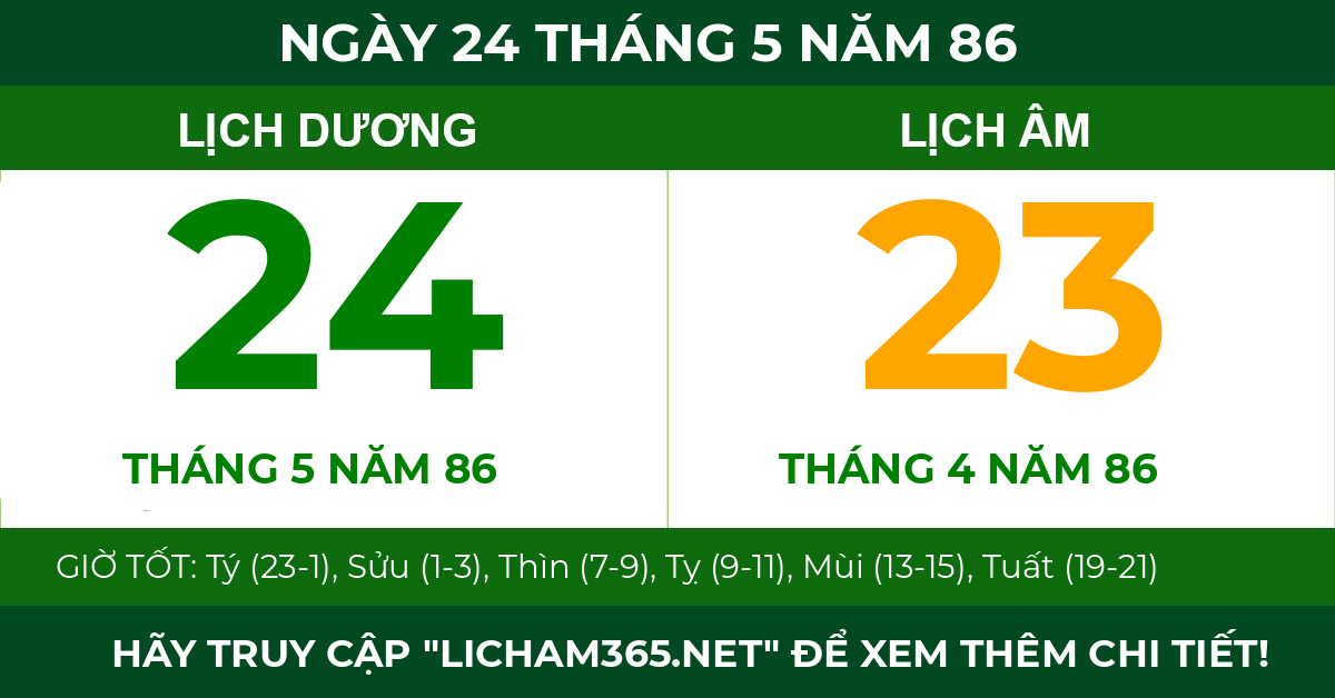 lịch âm ngày 24 tháng 5 năm 86