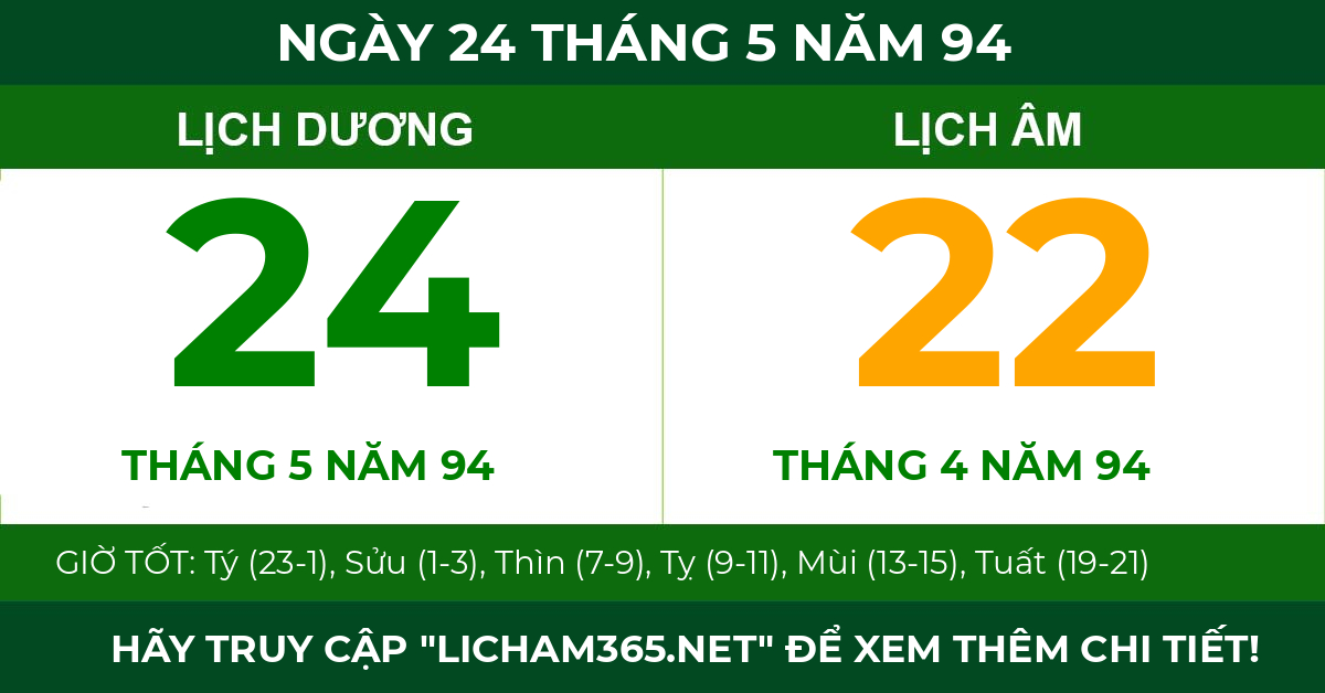 lịch âm ngày 24 tháng 5 năm 94