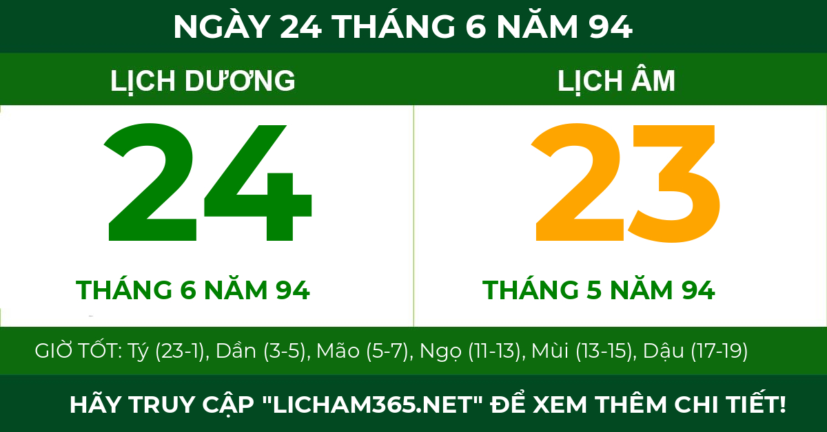 lịch âm ngày 24 tháng 6 năm 94