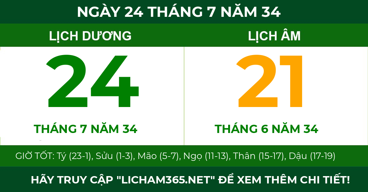 lịch âm ngày 24 tháng 7 năm 34