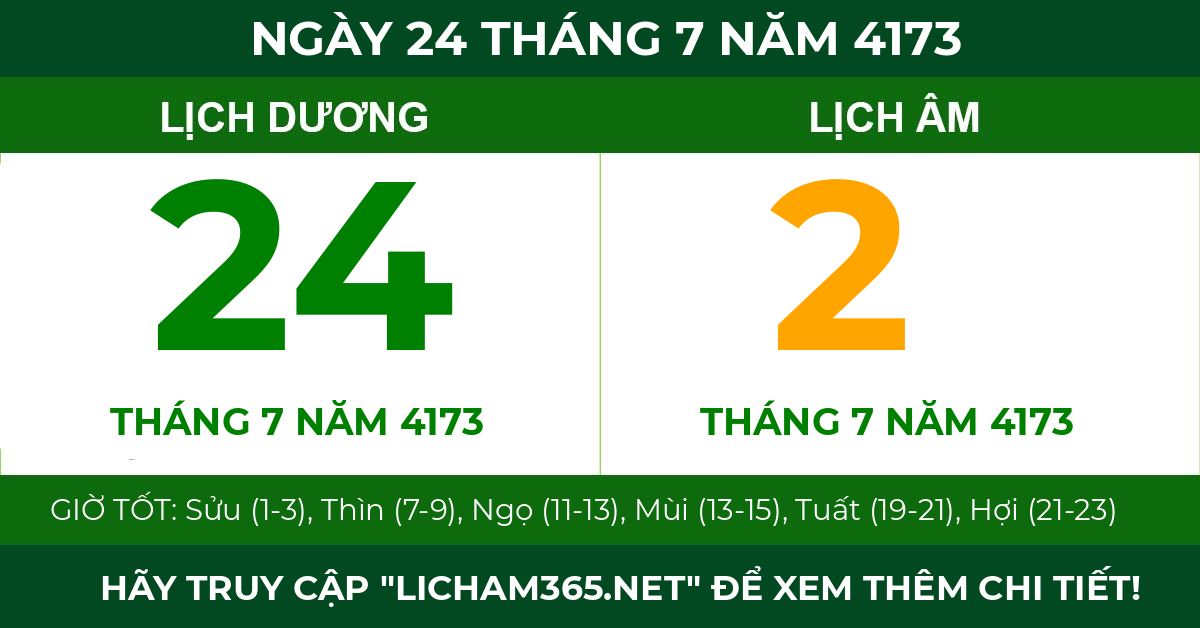 lịch âm ngày 24 tháng 7 năm 4173