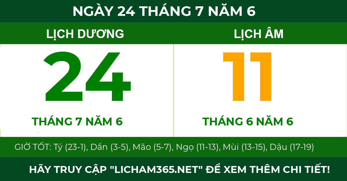 lịch âm ngày 24 tháng 7 năm 6
