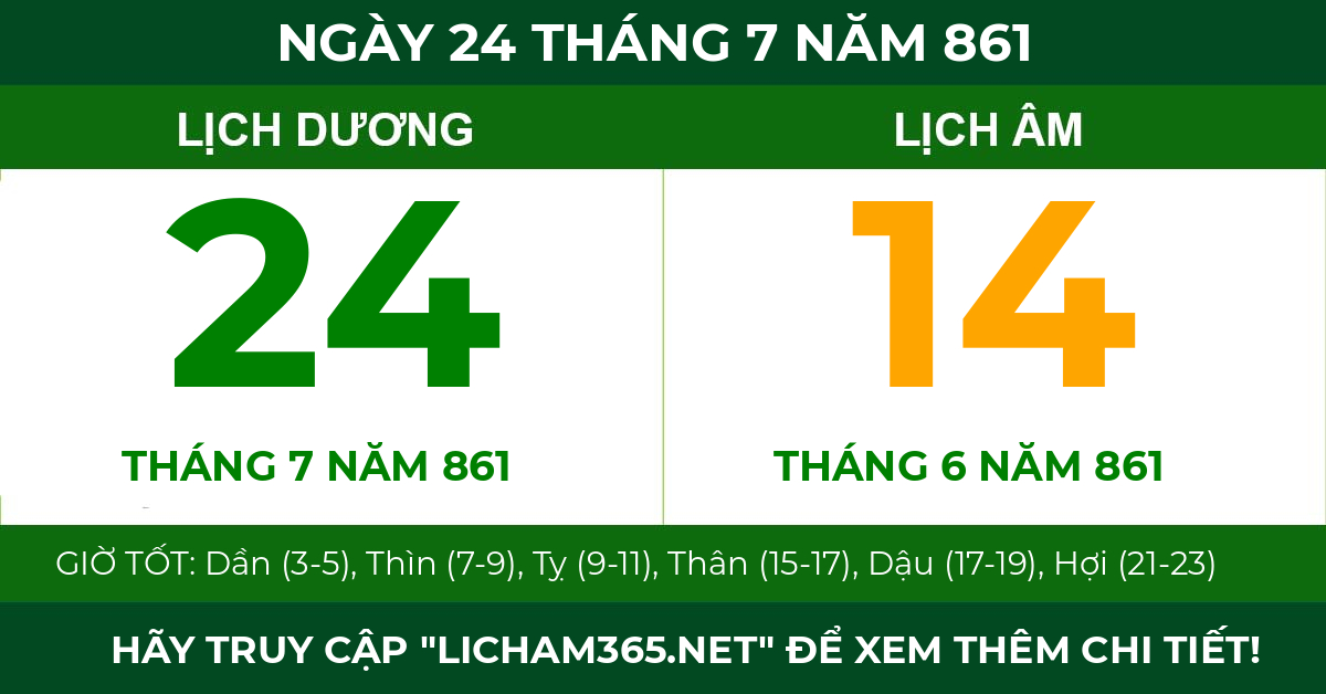 lịch âm ngày 24 tháng 7 năm 861
