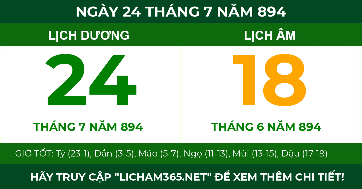 lịch âm ngày 24 tháng 7 năm 894