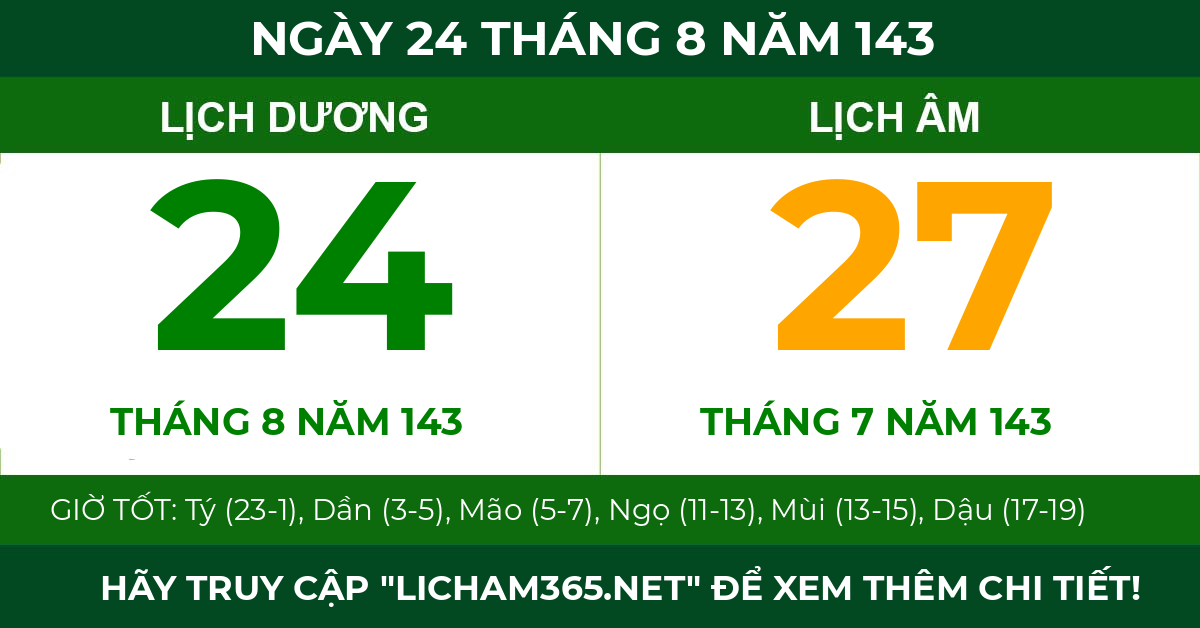 lịch âm ngày 24 tháng 8 năm 143