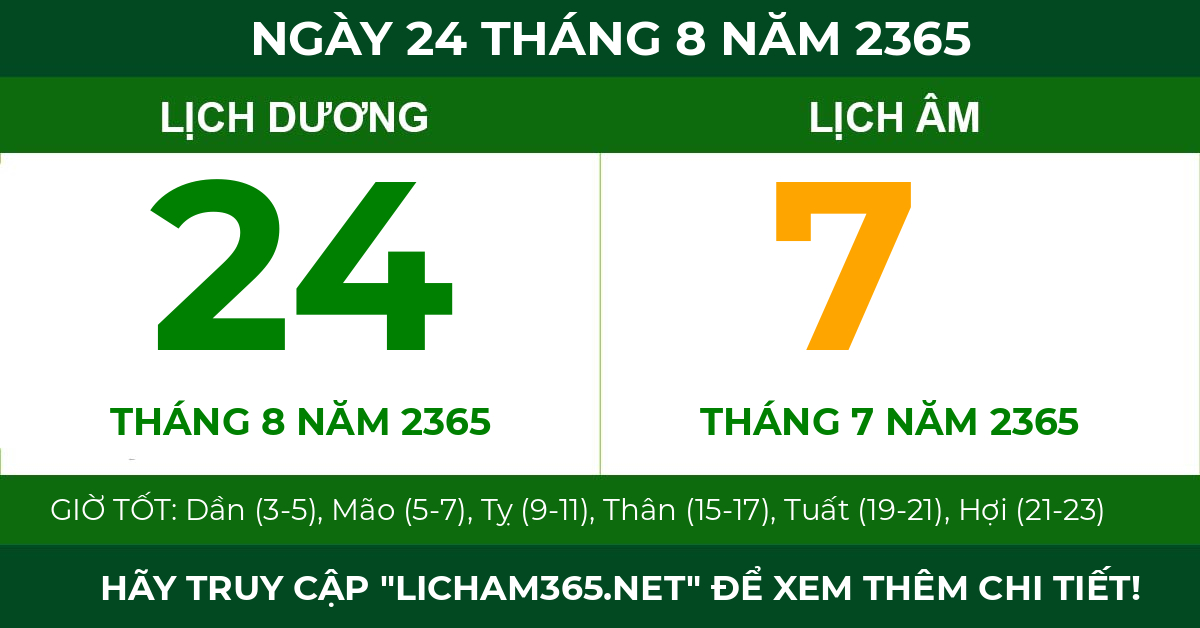 lịch âm ngày 24 tháng 8 năm 2365