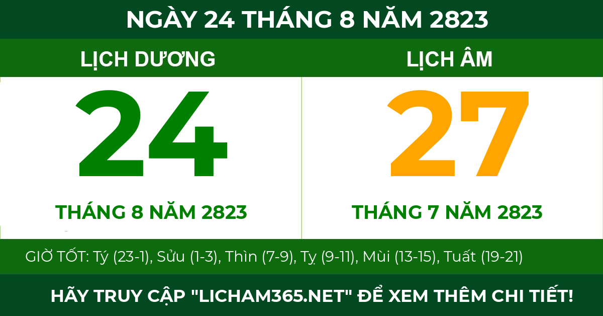 lịch âm ngày 24 tháng 8 năm 2823