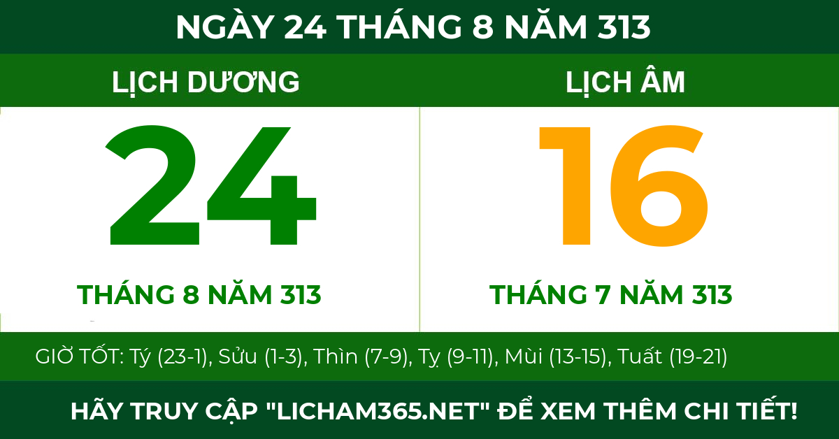 lịch âm ngày 24 tháng 8 năm 313