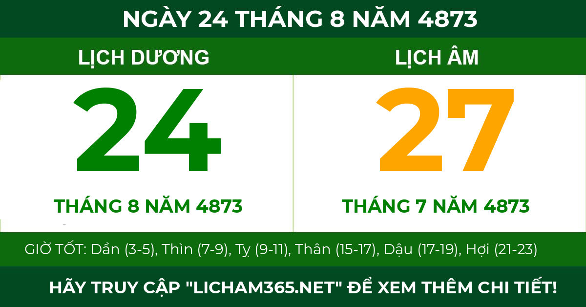 lịch âm ngày 24 tháng 8 năm 4873
