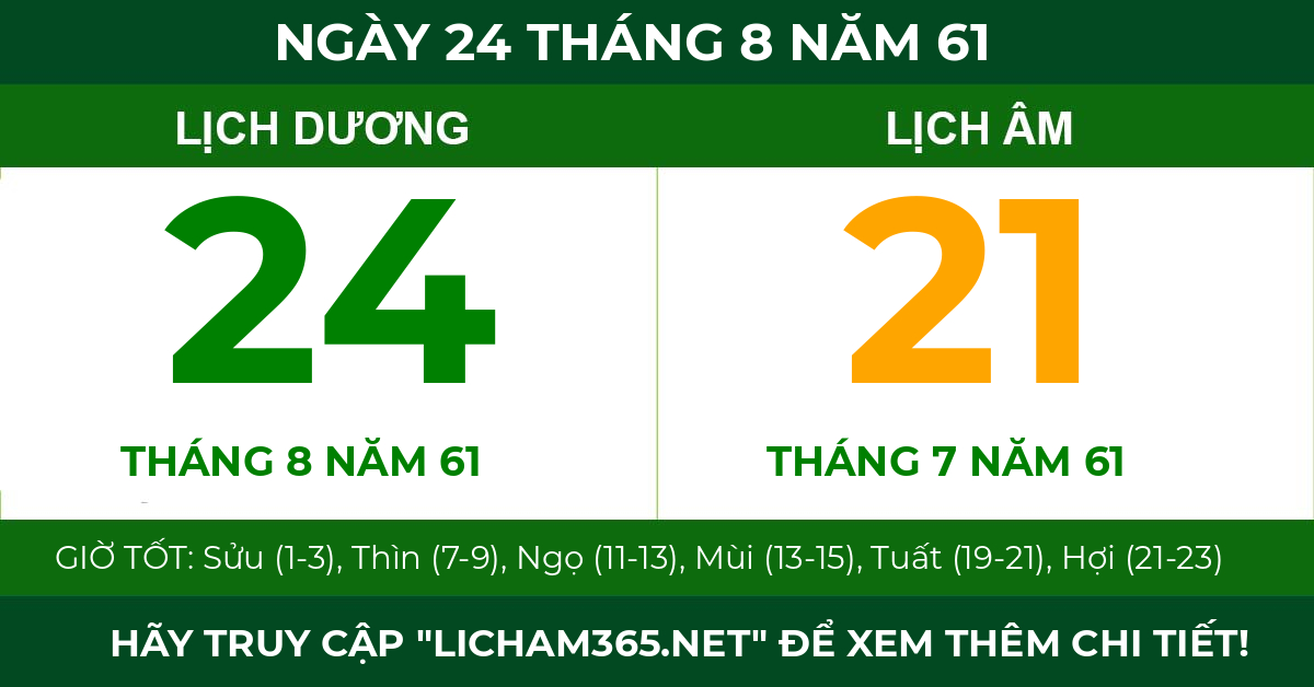 lịch âm ngày 24 tháng 8 năm 61
