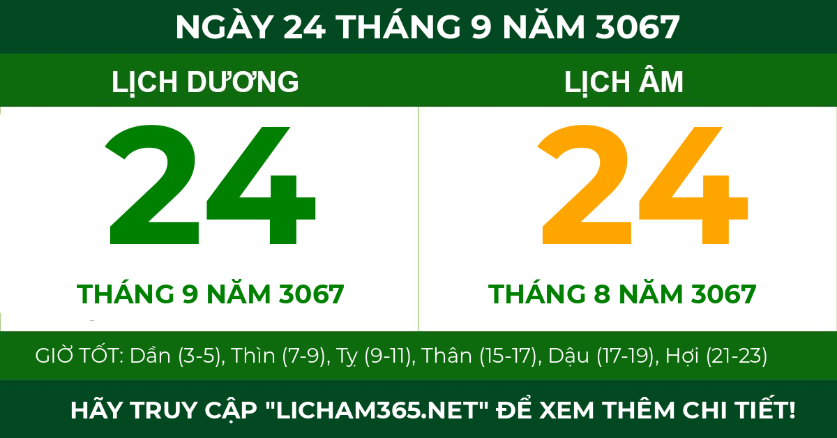 lịch âm ngày 24 tháng 9 năm 3067