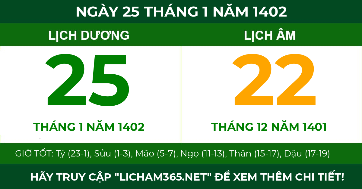 lịch âm ngày 25 tháng 1 năm 1402
