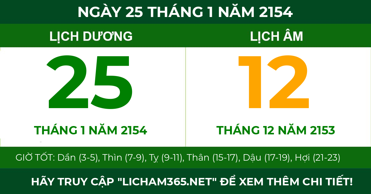 lịch âm ngày 25 tháng 1 năm 2154