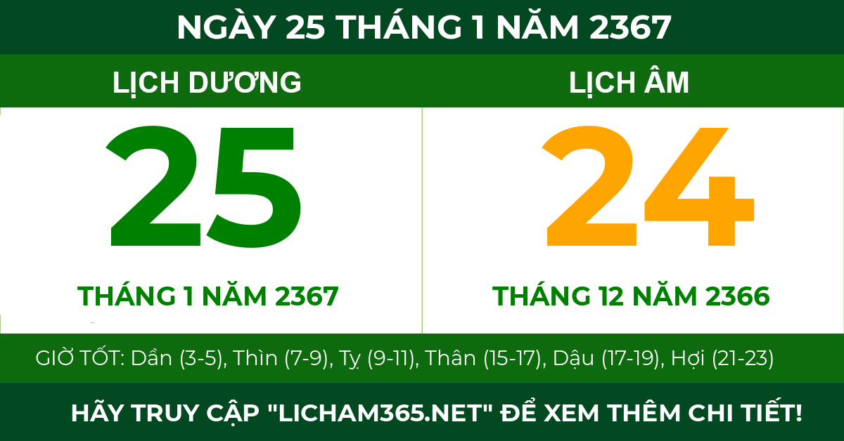 lịch âm ngày 25 tháng 1 năm 2367