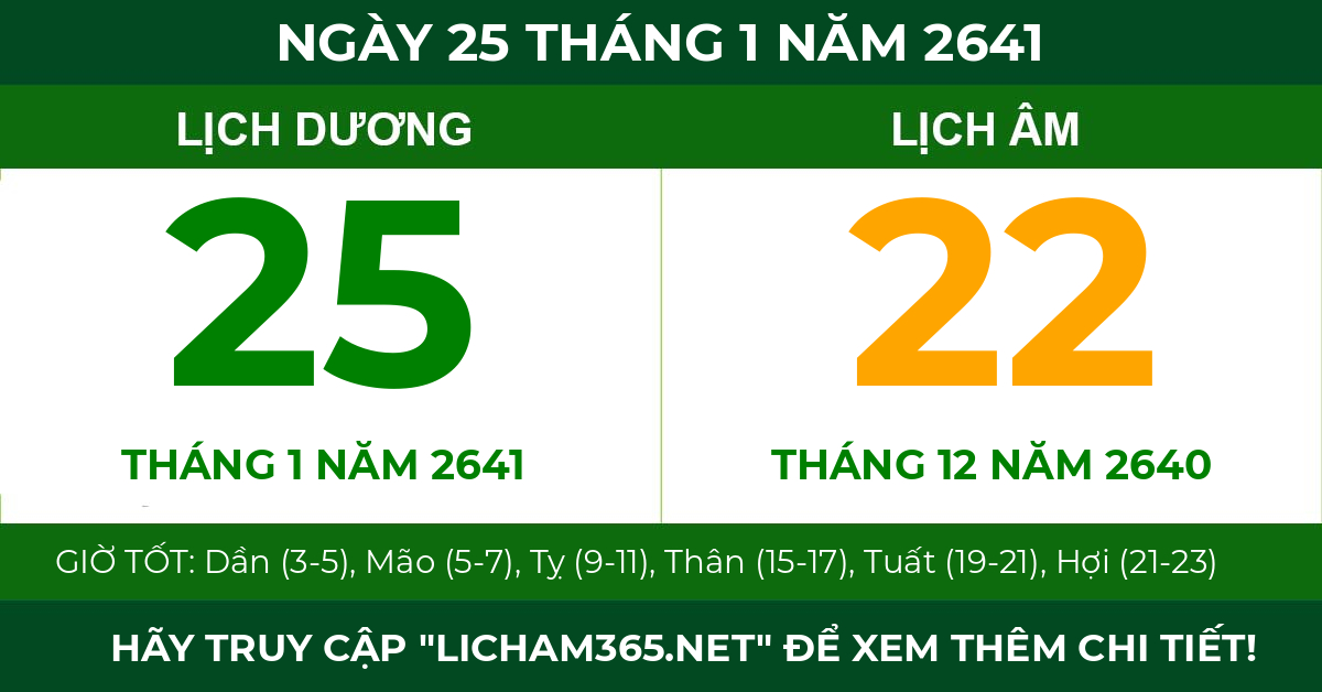 lịch âm ngày 25 tháng 1 năm 2641
