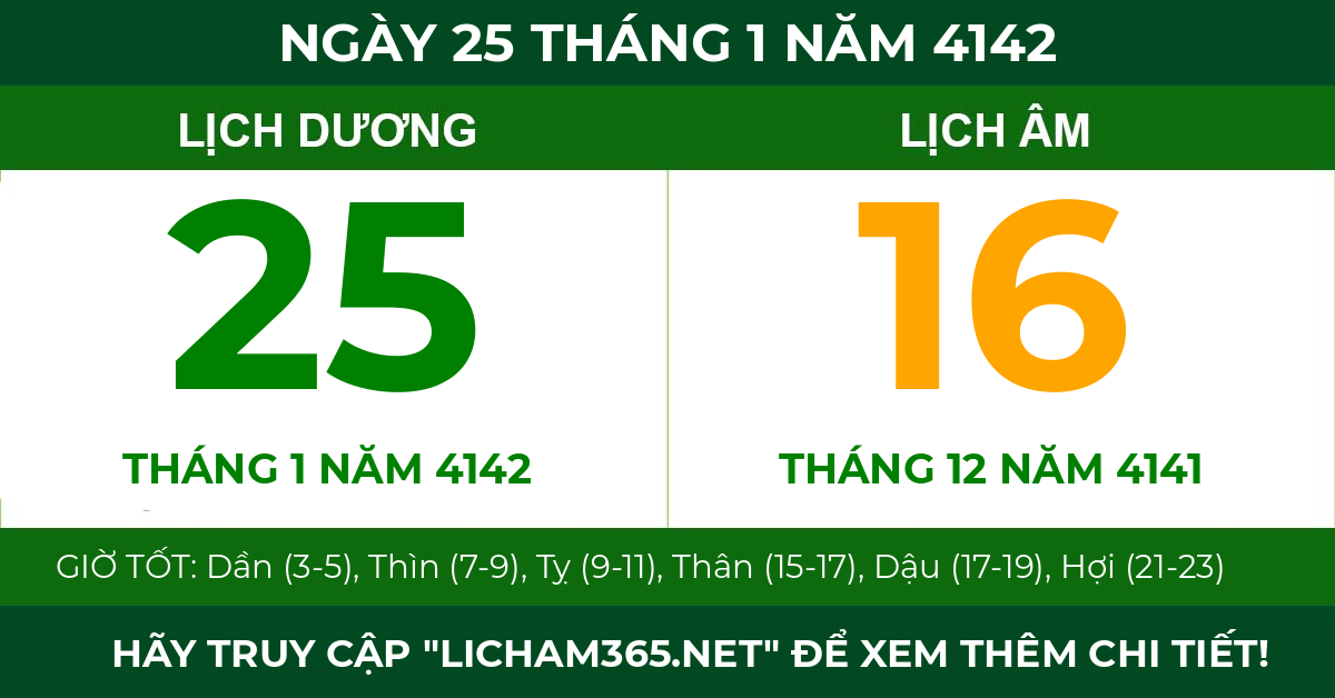 lịch âm ngày 25 tháng 1 năm 4142
