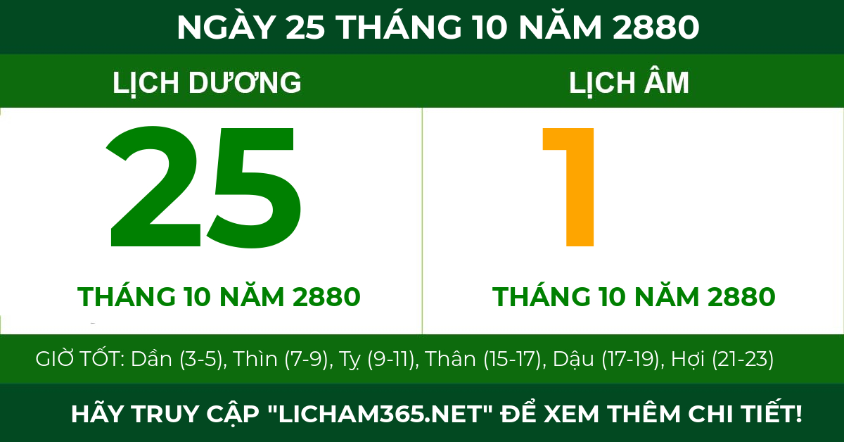 lịch âm ngày 25 tháng 10 năm 2880