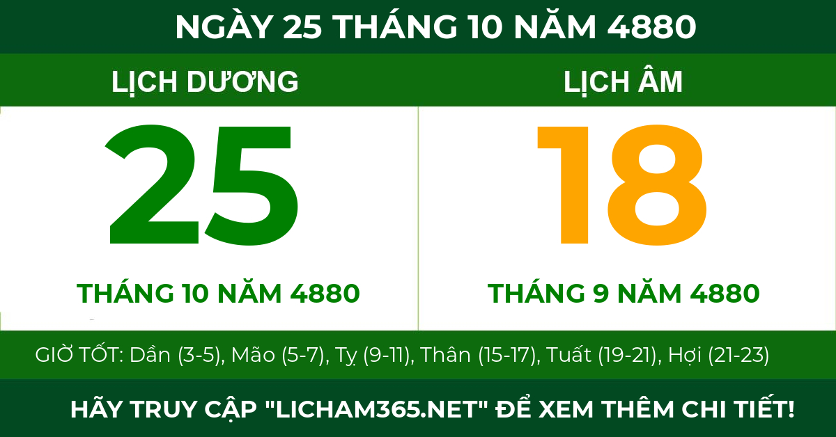 lịch âm ngày 25 tháng 10 năm 4880