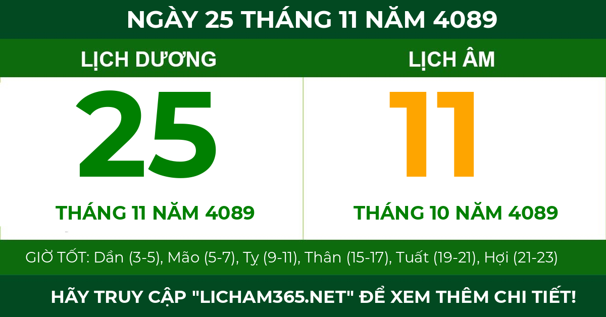 lịch âm ngày 25 tháng 11 năm 4089