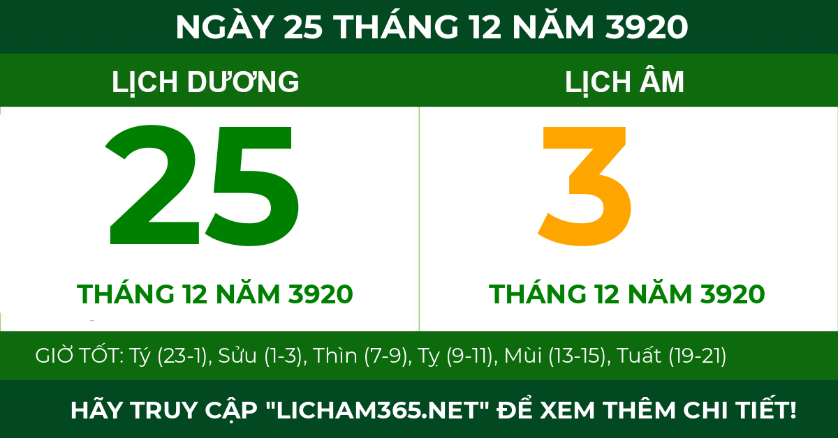 lịch âm ngày 25 tháng 12 năm 3920