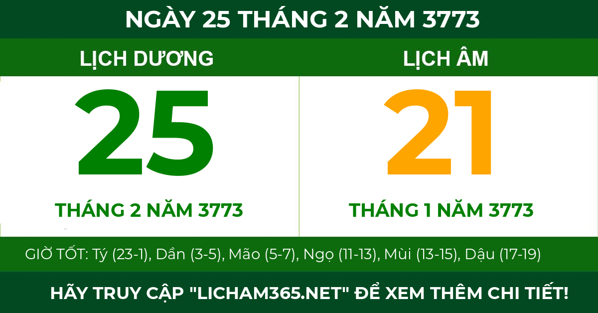 lịch âm ngày 25 tháng 2 năm 3773